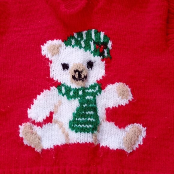 Vintage Handmade Christmas Teddybear Sweater Vest - Picture 3 of 6